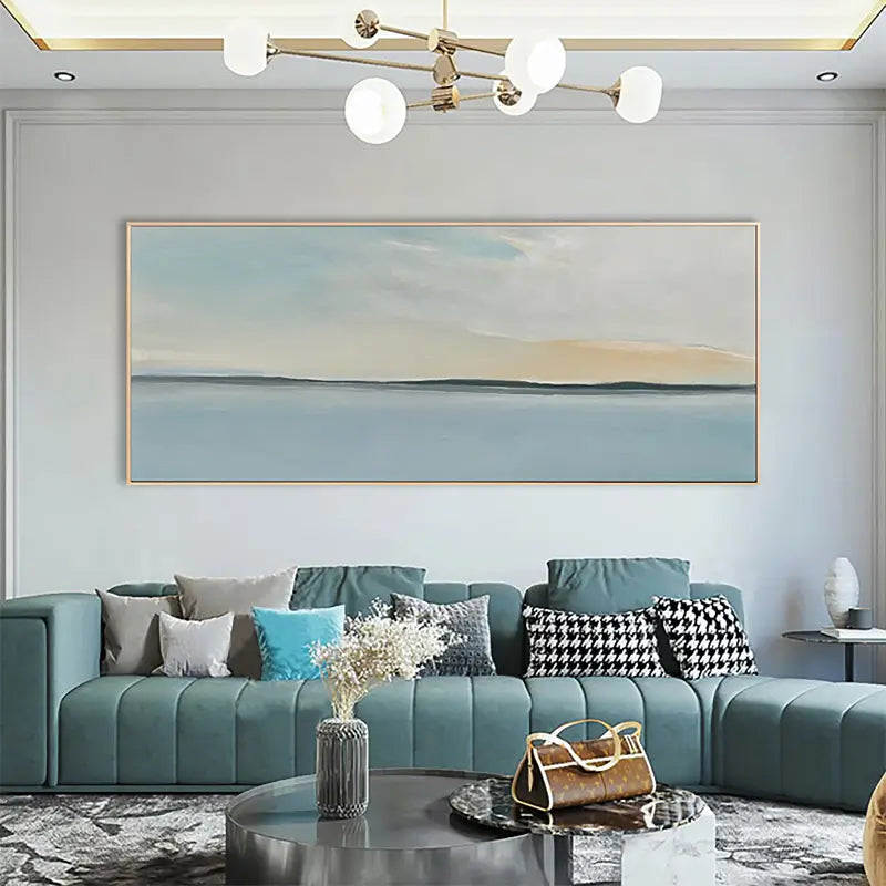 Tranquil Ocean and Sky-Themed Canvas Painting