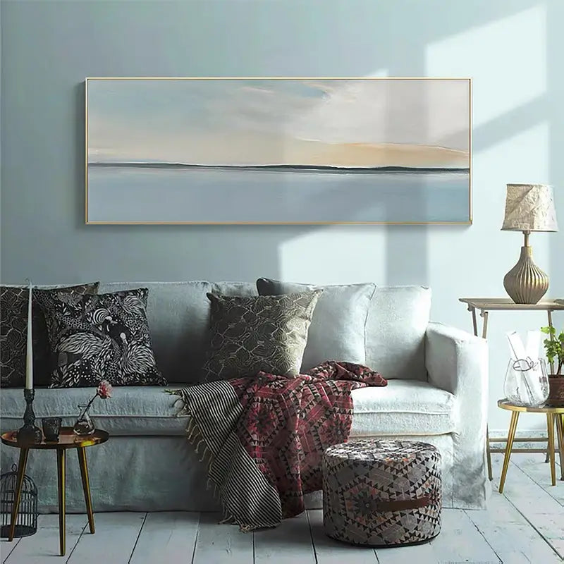 Tranquil Ocean and Sky-Themed Canvas Painting