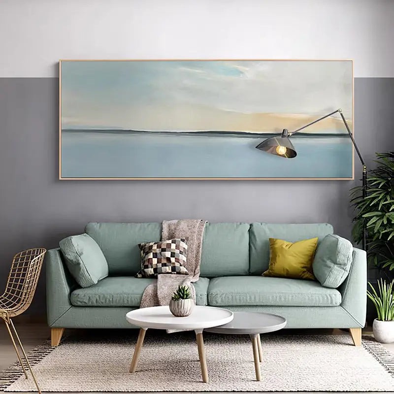 Tranquil Ocean and Sky-Themed Canvas Painting