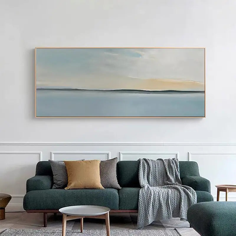 Tranquil Ocean and Sky-Themed Canvas Painting