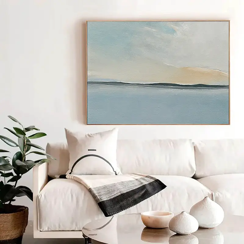 Tranquil Ocean and Sky-Themed Canvas Painting