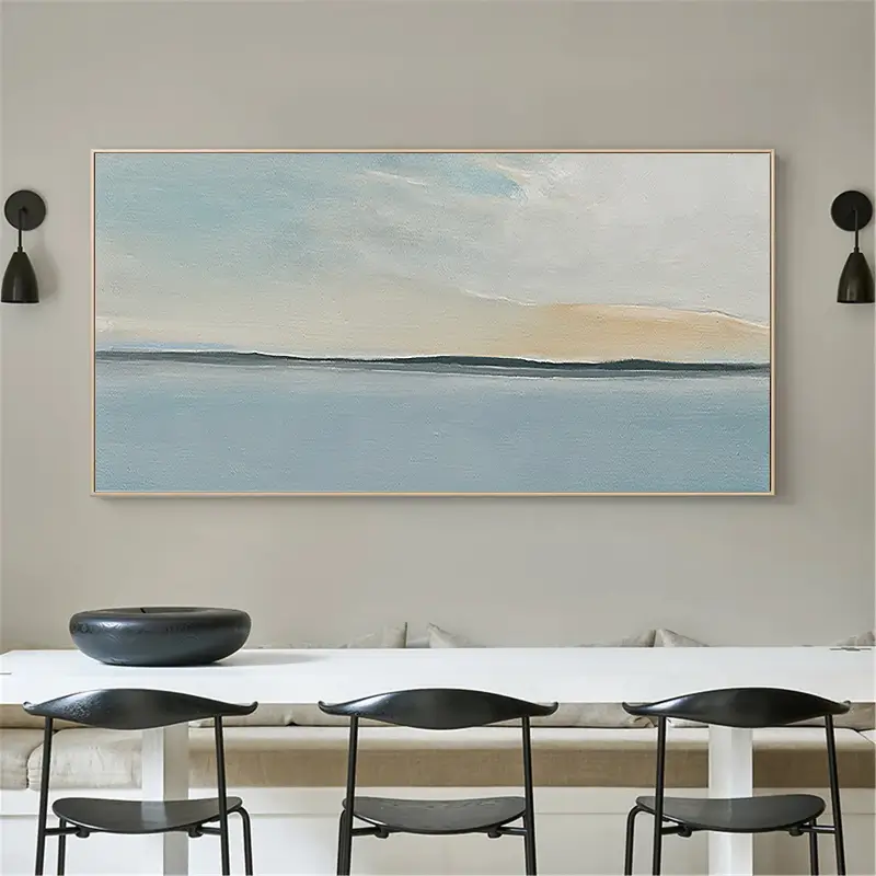 Tranquil Ocean and Sky-Themed Canvas Painting