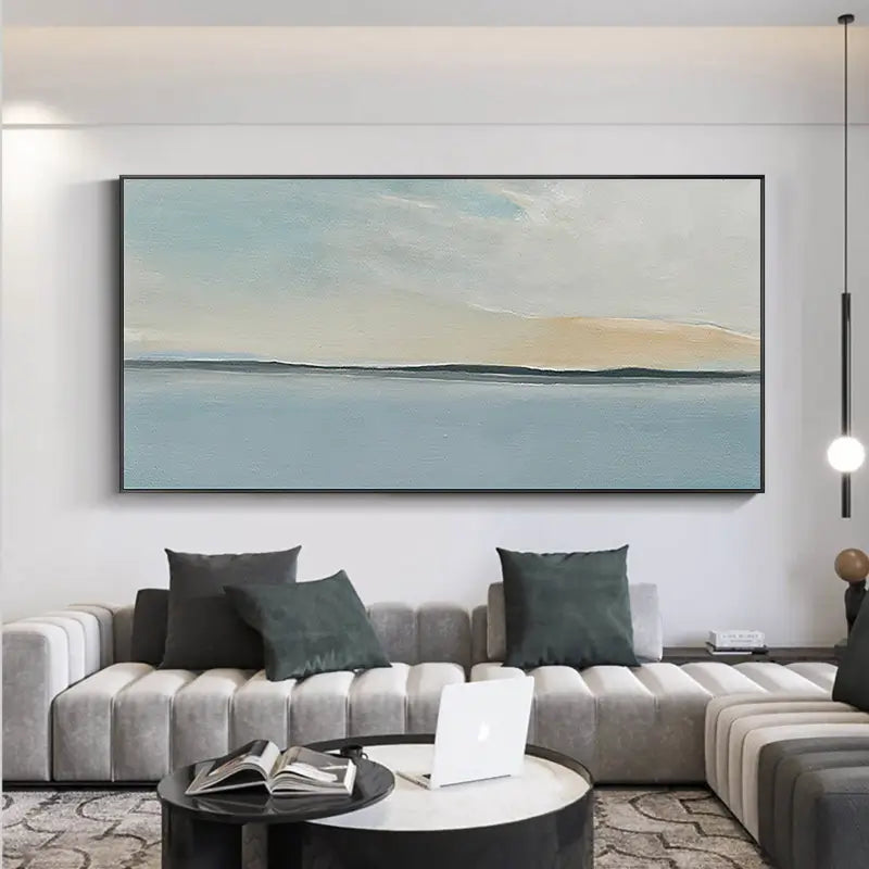 Tranquil Ocean and Sky-Themed Canvas Painting