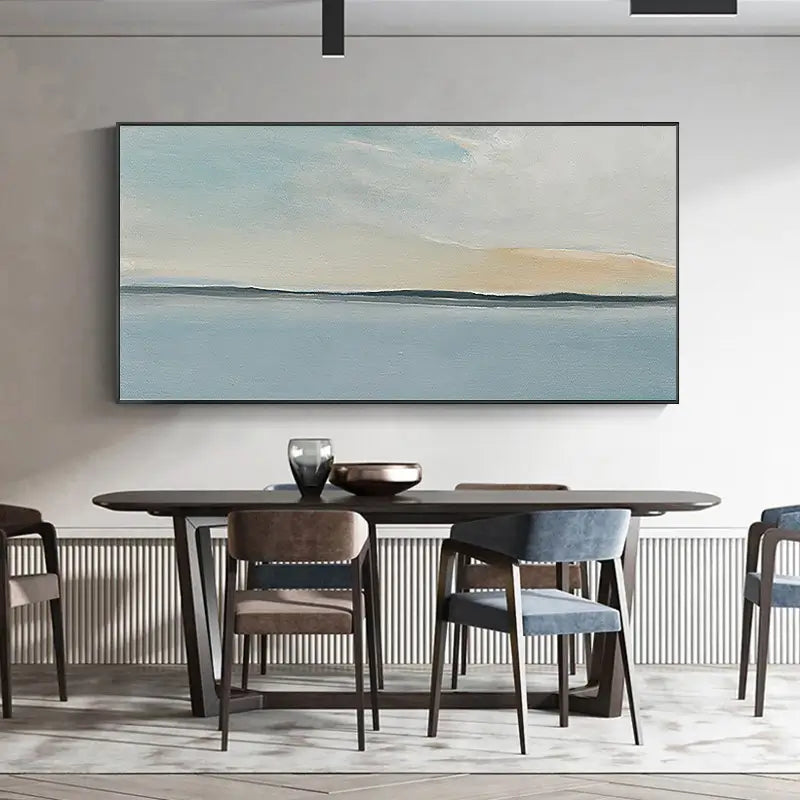 Tranquil Ocean and Sky-Themed Canvas Painting