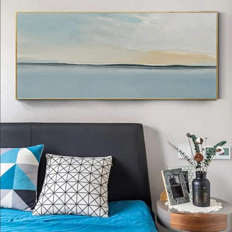 Tranquil Ocean and Sky-Themed Canvas Painting