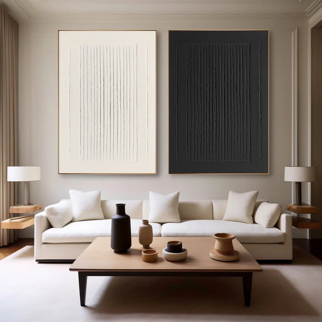 Set of 2 Minimalist Textured Canvas Paintings