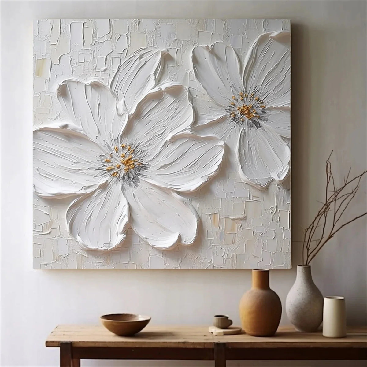 Lush Floral and Tree Canvas Painting