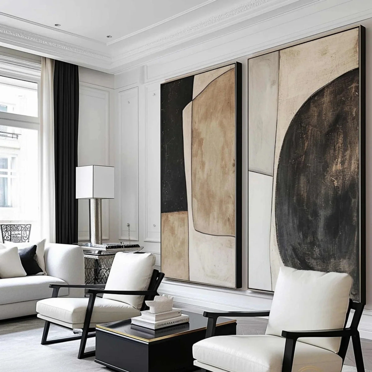 Set of 2 Serene Abstract Canvas Paintings