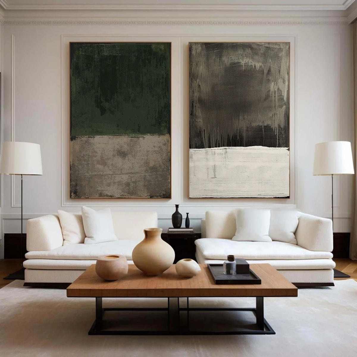 Pair of Serene Abstract Harmony Canvas Paintings