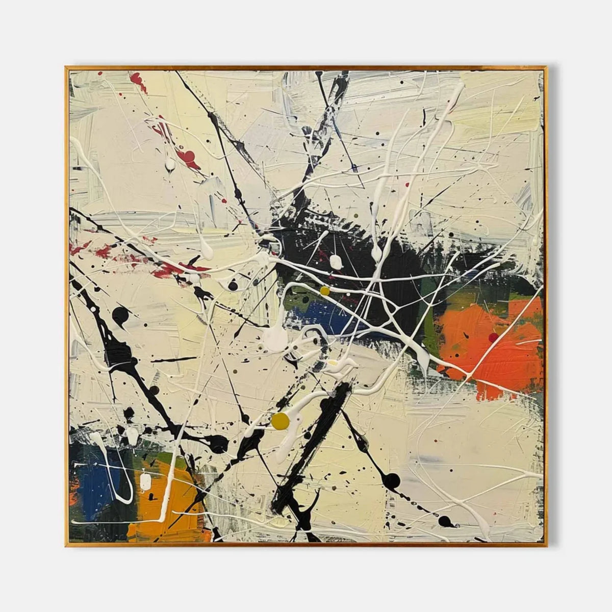 Abstract Expressionist Canvas Inspired by Pollock