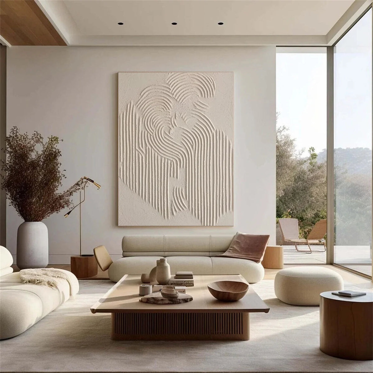 Abstract Textured Painting in Beige and Brown Tones