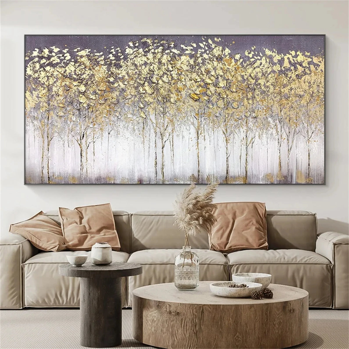 Graceful Flower and Tree Landscape Canvas Painting