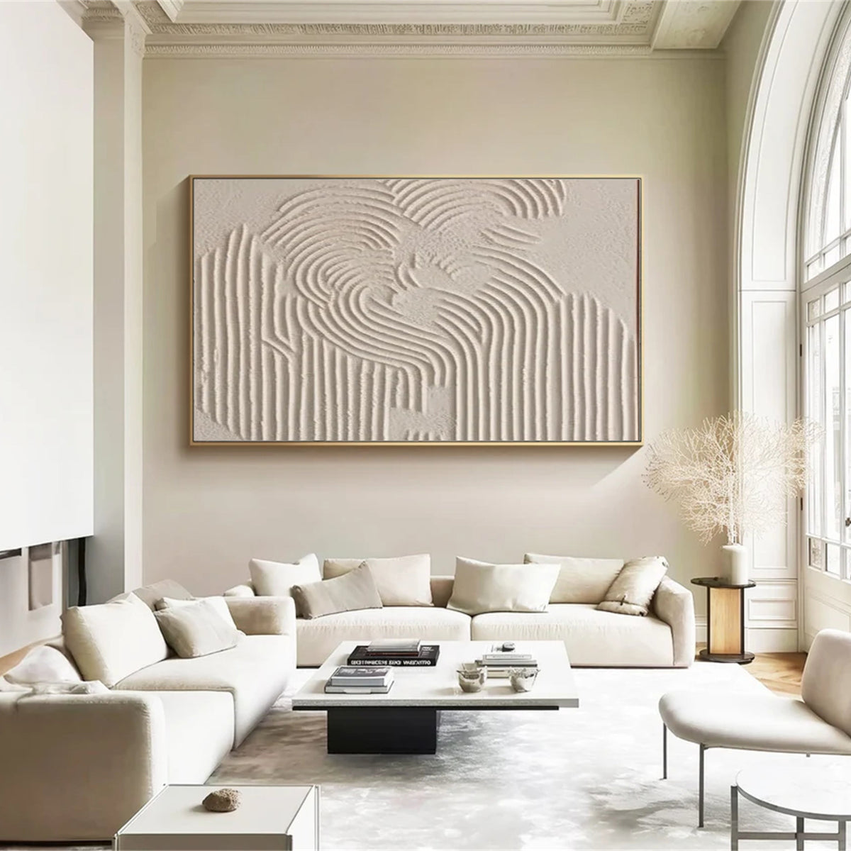 Beige and Brown Toned Abstract Canvas Painting