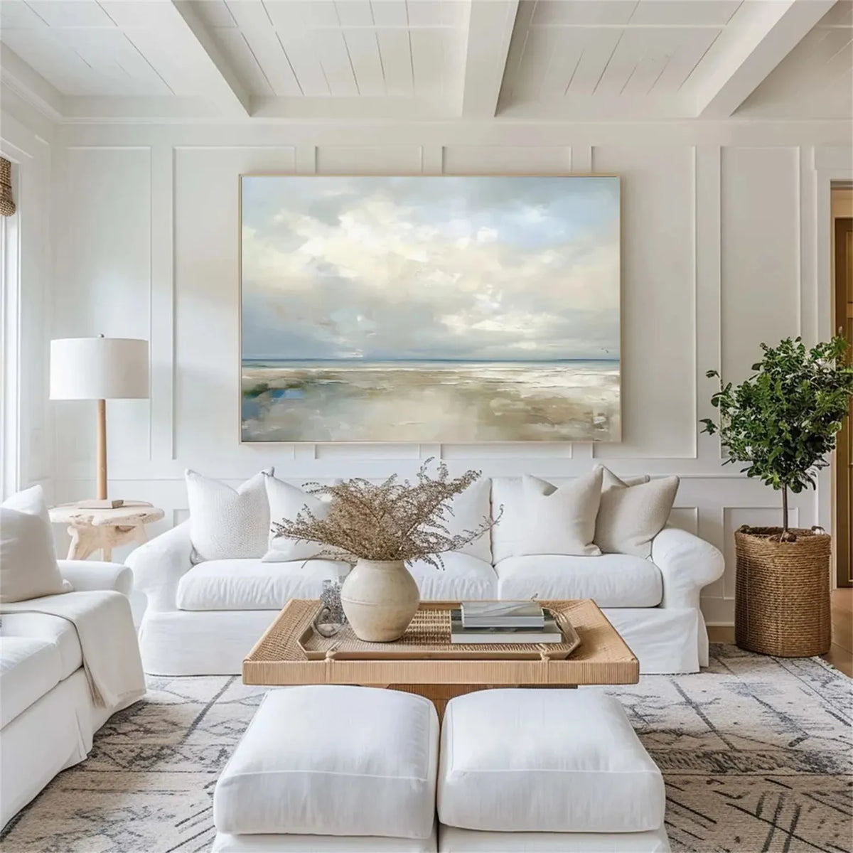 Abstract Ocean and Sky Canvas Painting