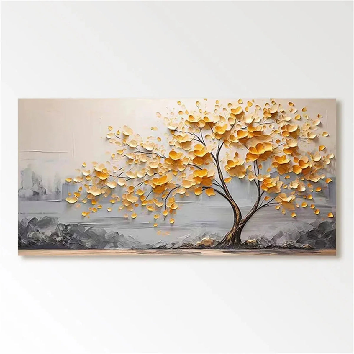 Elegant Floral and Tree Canvas Painting
