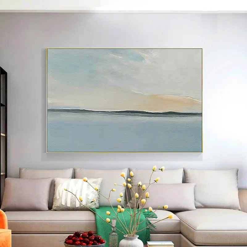 Tranquil Ocean and Sky-Themed Canvas Painting
