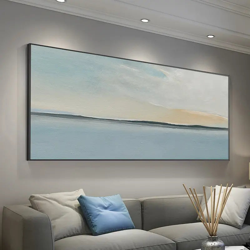 Tranquil Ocean and Sky-Themed Canvas Painting
