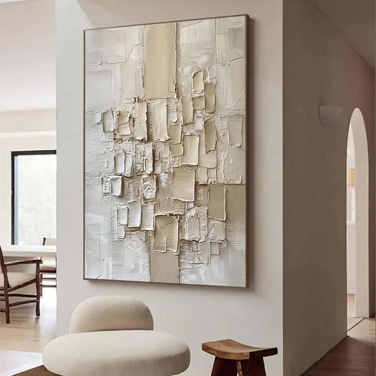 Beige Textured Abstract Wall Art