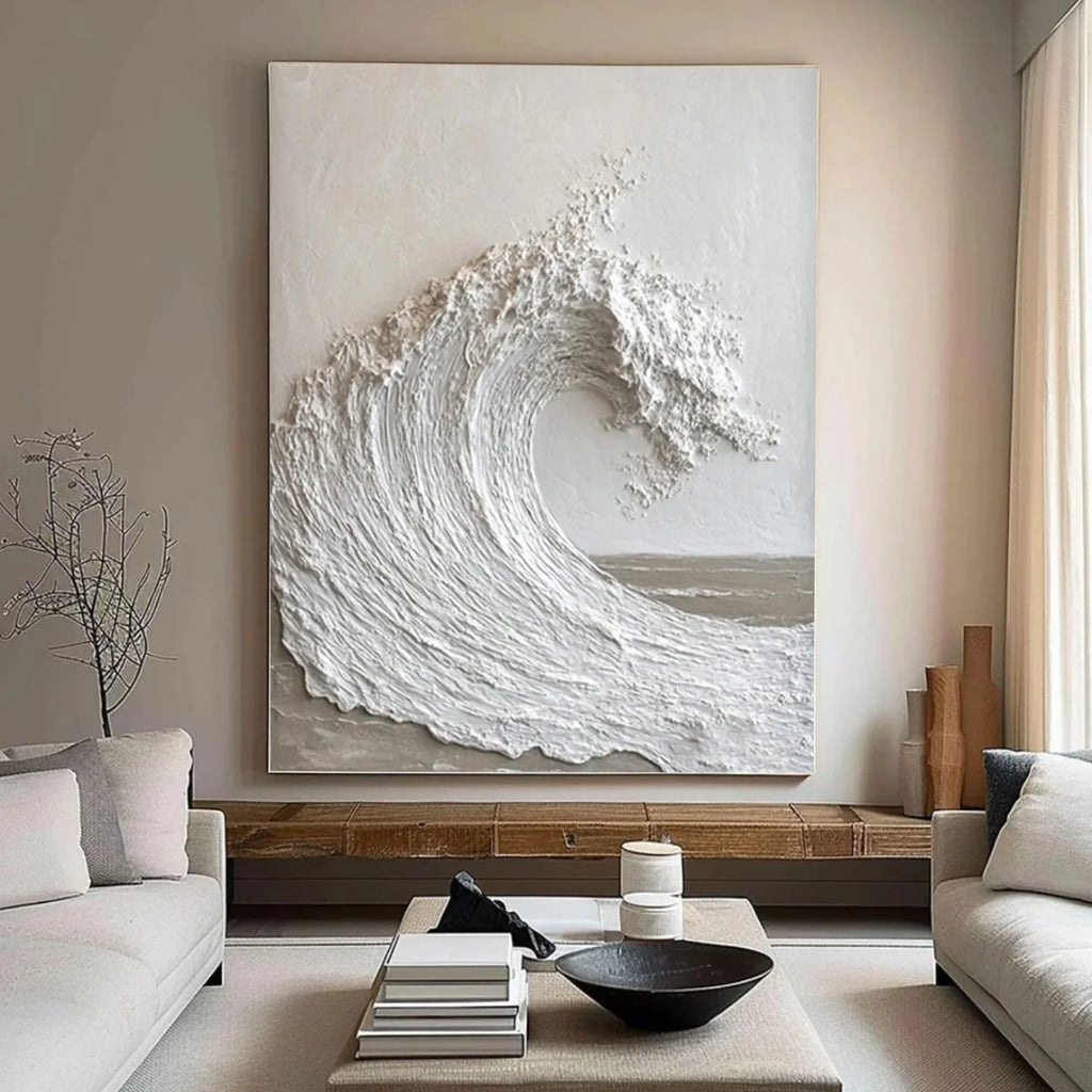 Textured Abstract Ocean and Sky Canvas Painting