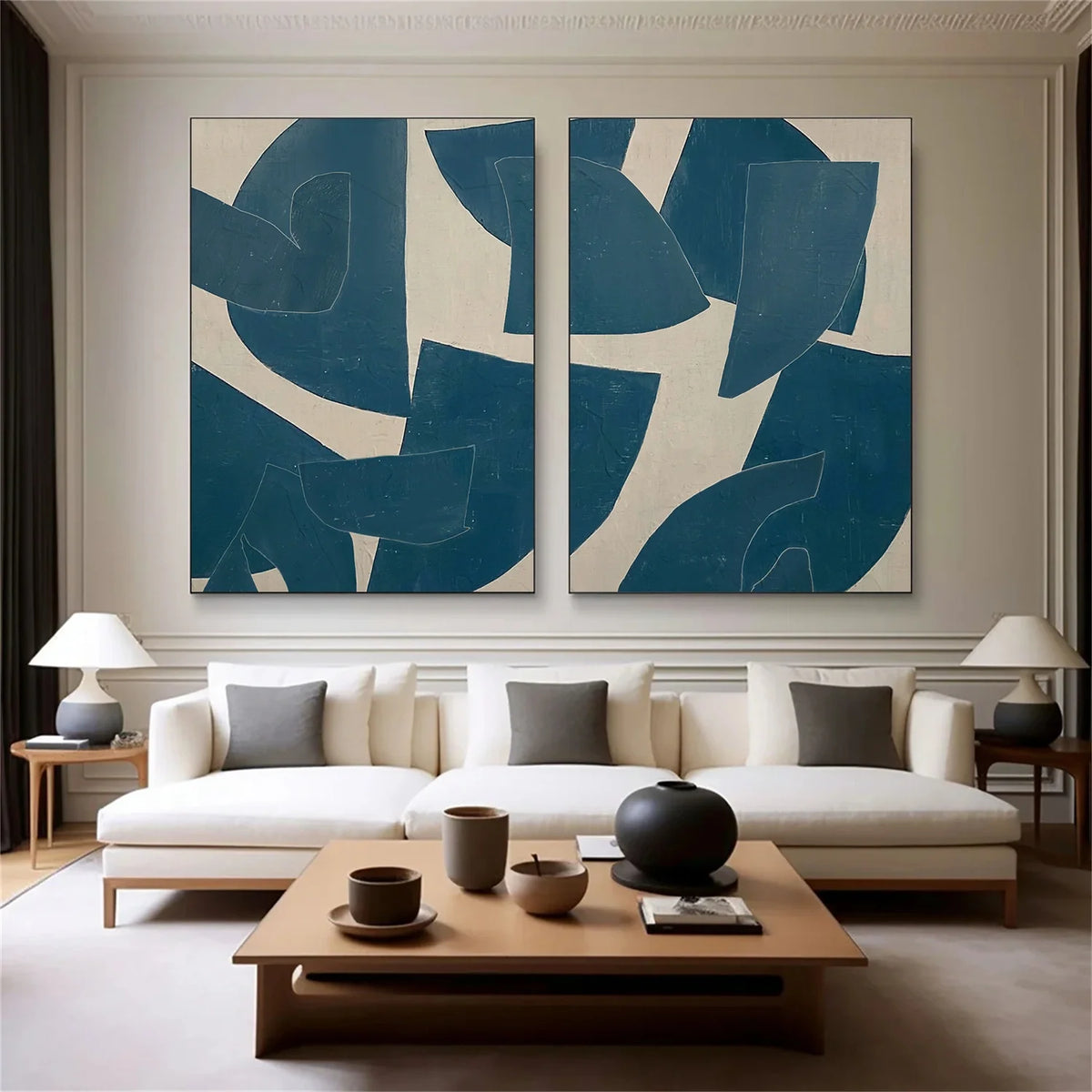Set of 2 Contemporary Abstract Canvas Paintings
