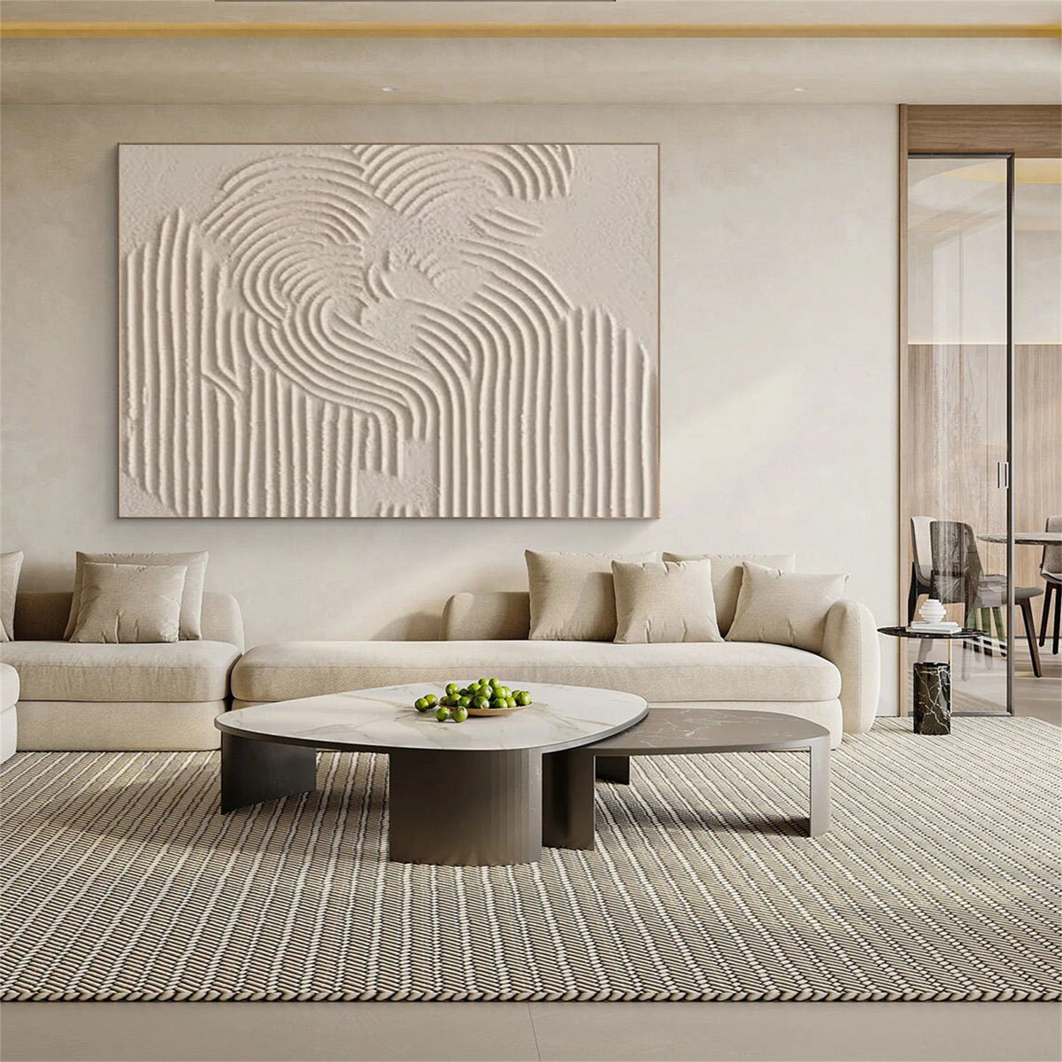 Beige and Brown Toned Abstract Canvas Painting