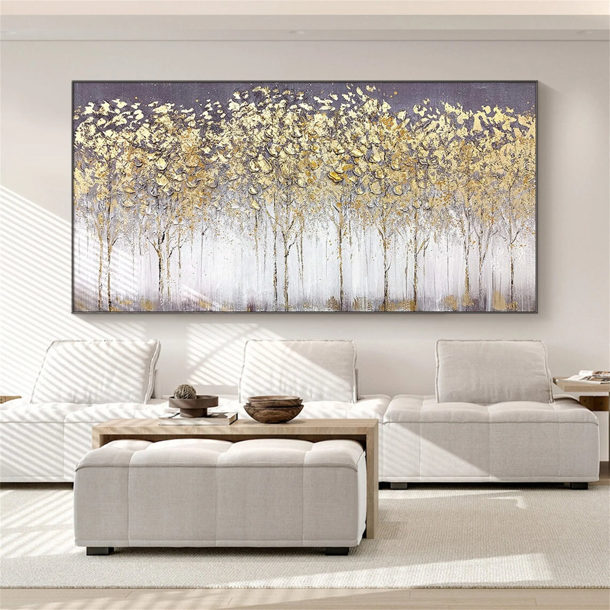 Graceful Flower and Tree Landscape Canvas Painting