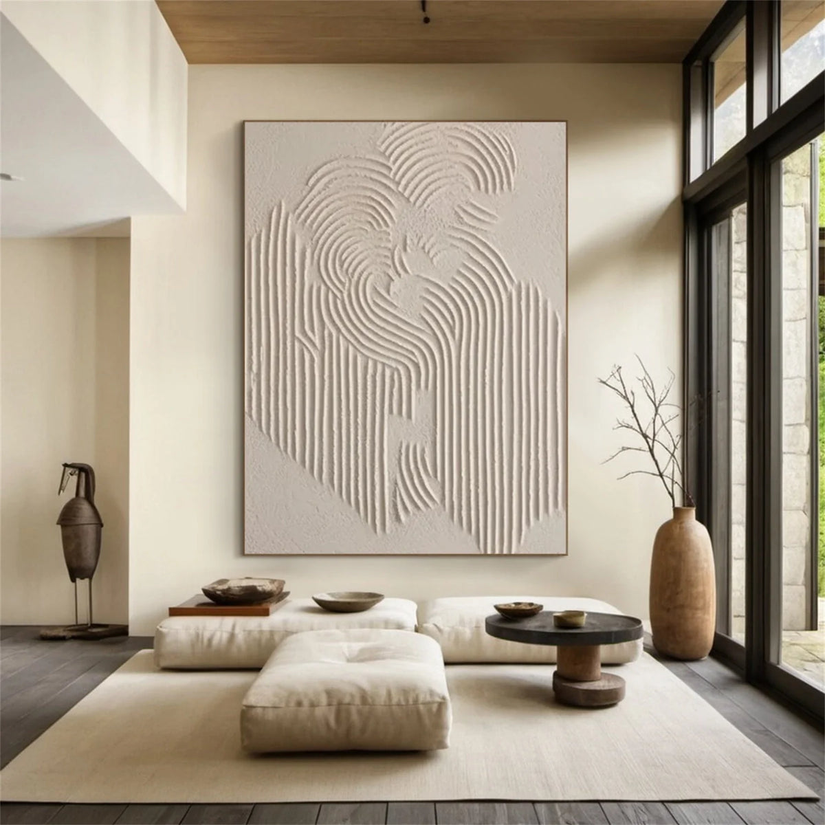 Abstract Textured Painting in Beige and Brown Tones