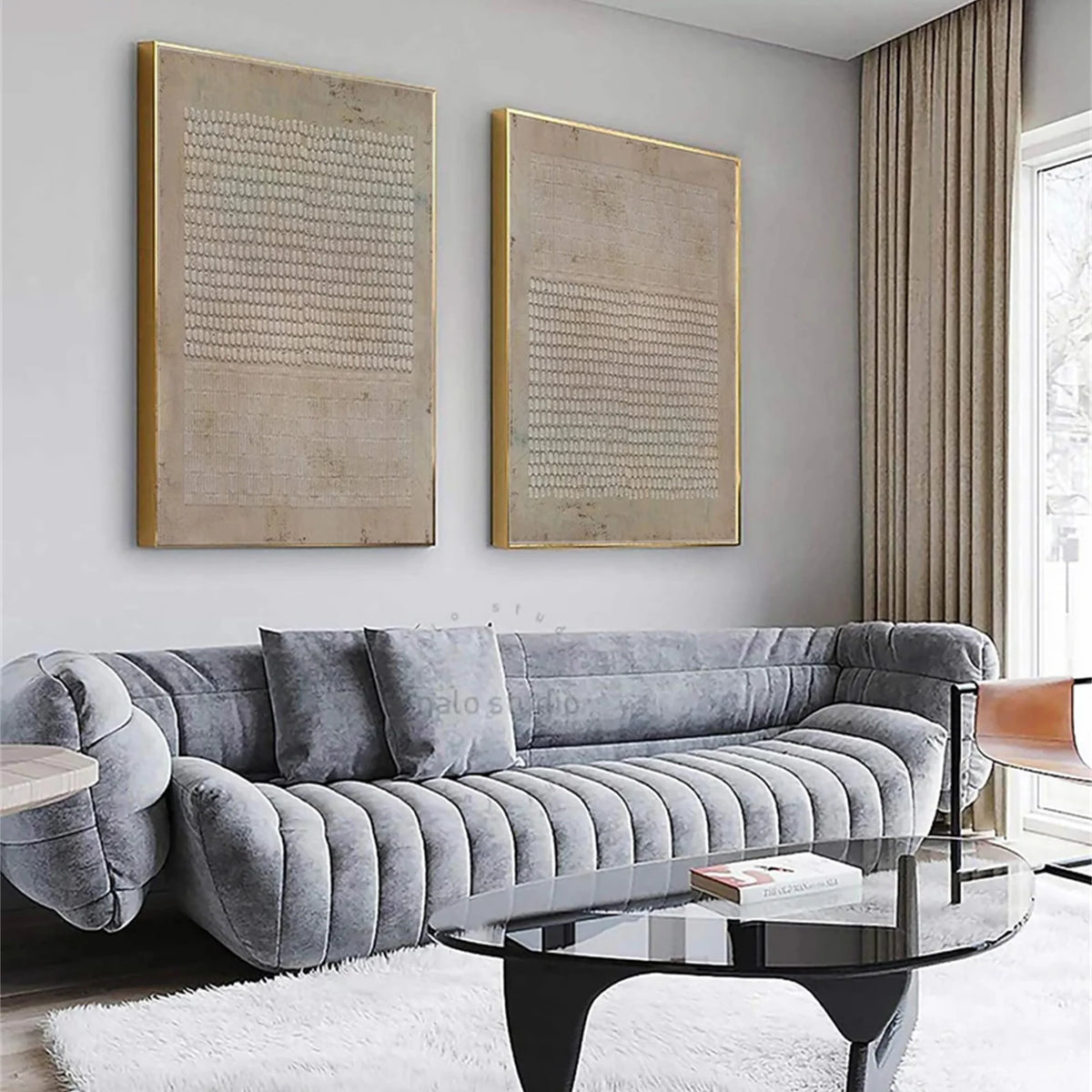 Set of 2 Serene Abstract Harmony Paintings