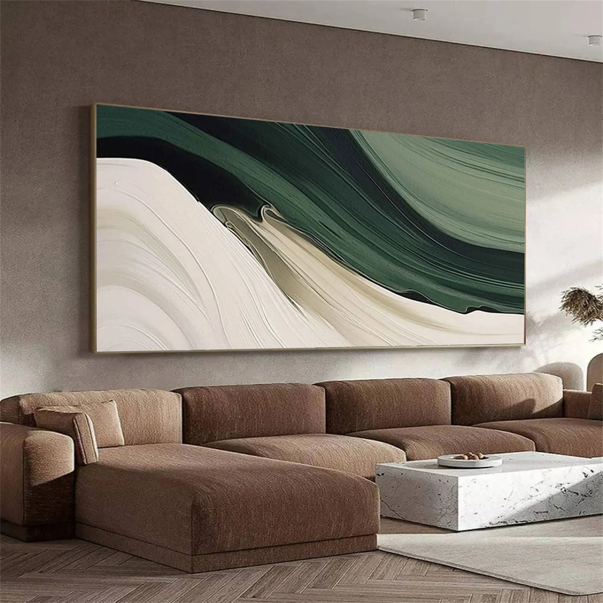 Blue and Green Toned Abstract Canvas Painting