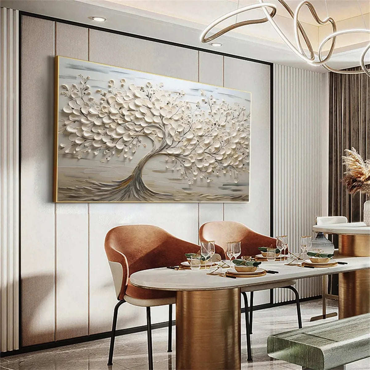 Floral and Tree-Inspired Canvas Painting