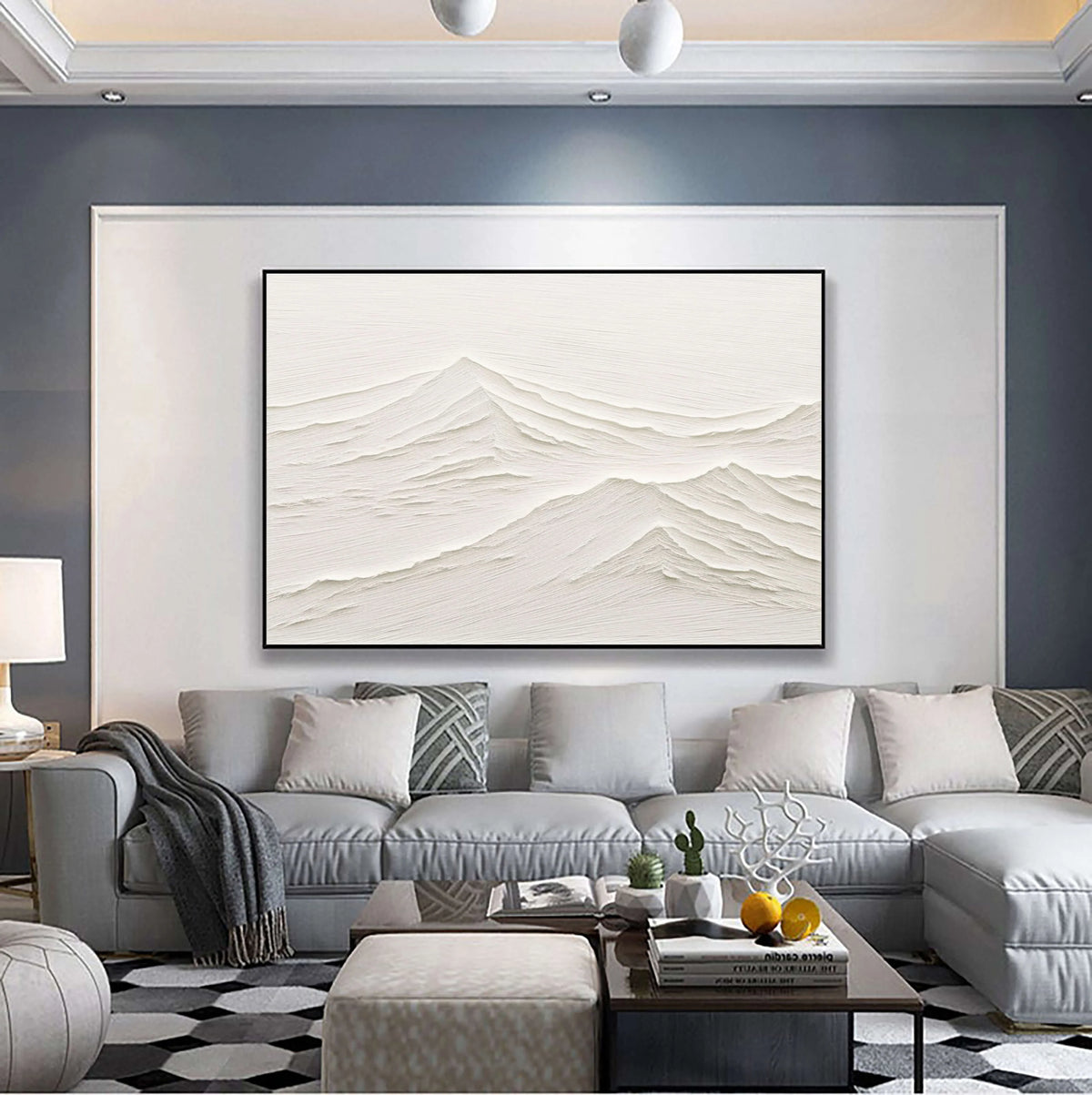 White Minimalist Textured Canvas Painting