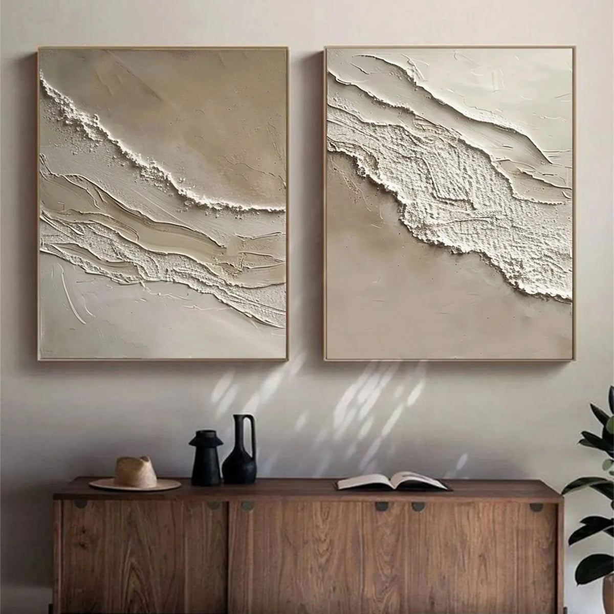 Set of 2 Serene Ocean and Sky Canvas Paintings