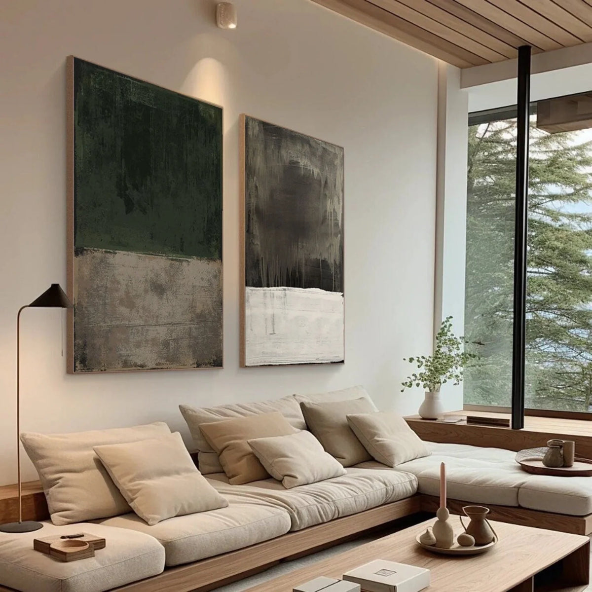 Pair of Serene Abstract Harmony Canvas Paintings