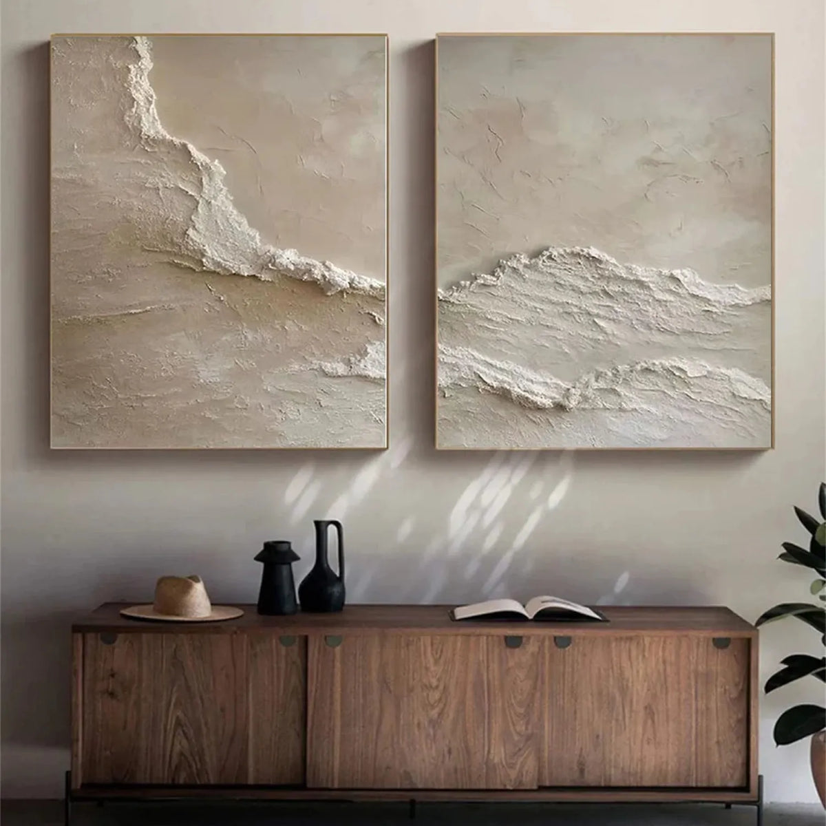 Set of 2 Serene Seascape and Sky Canvas Paintings