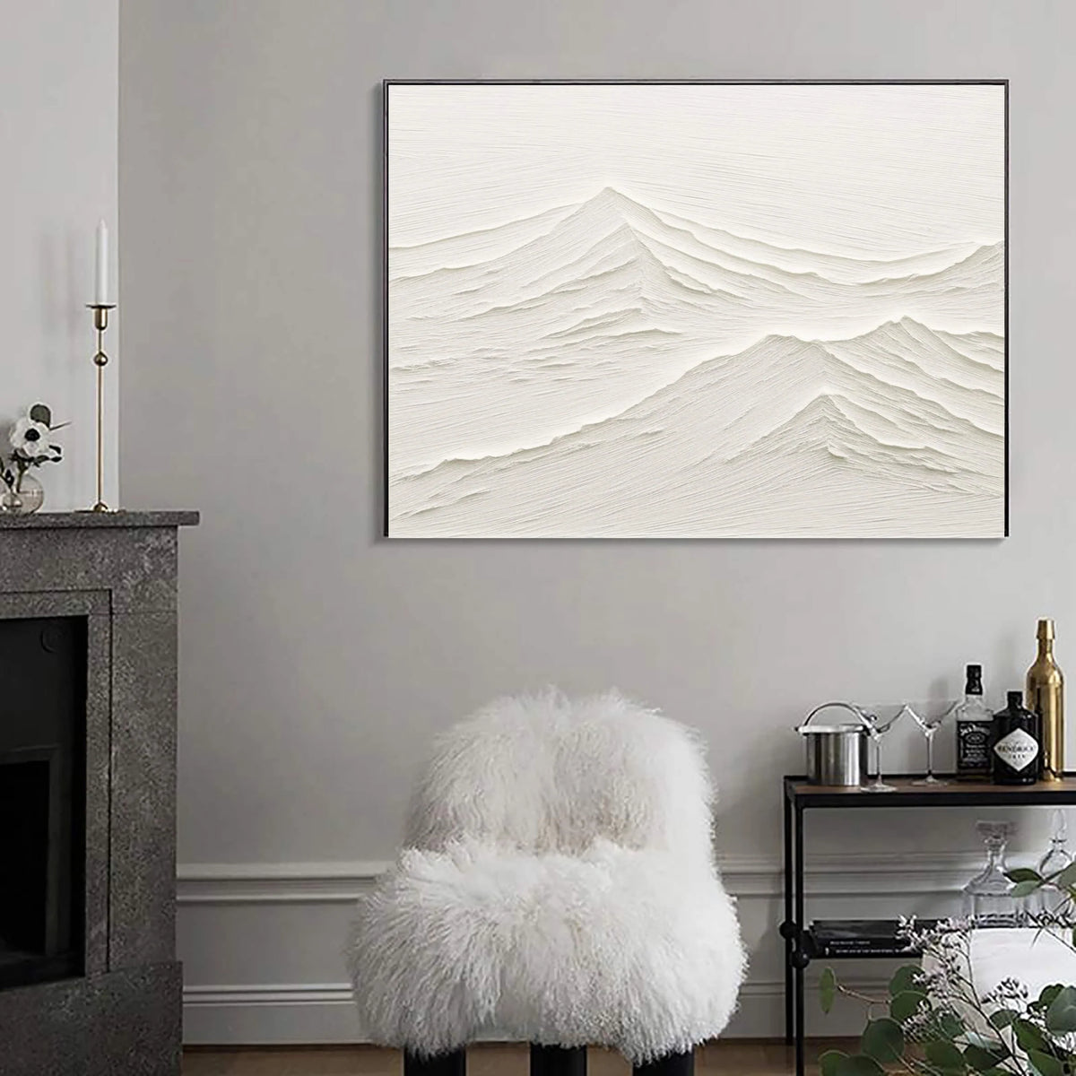 White Minimalist Textured Canvas Painting