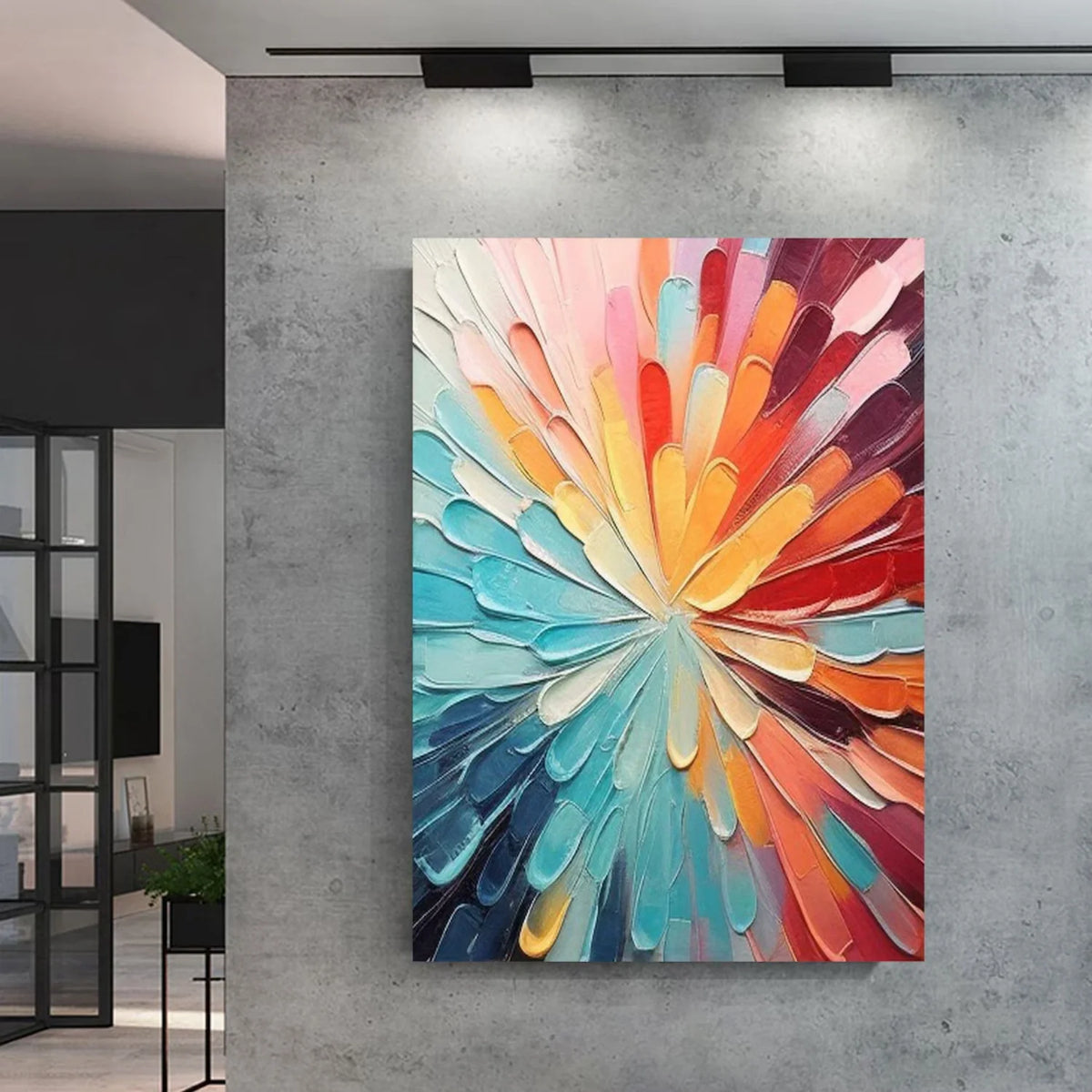 Vibrant Multicolour Flower and Tree Canvas Painting