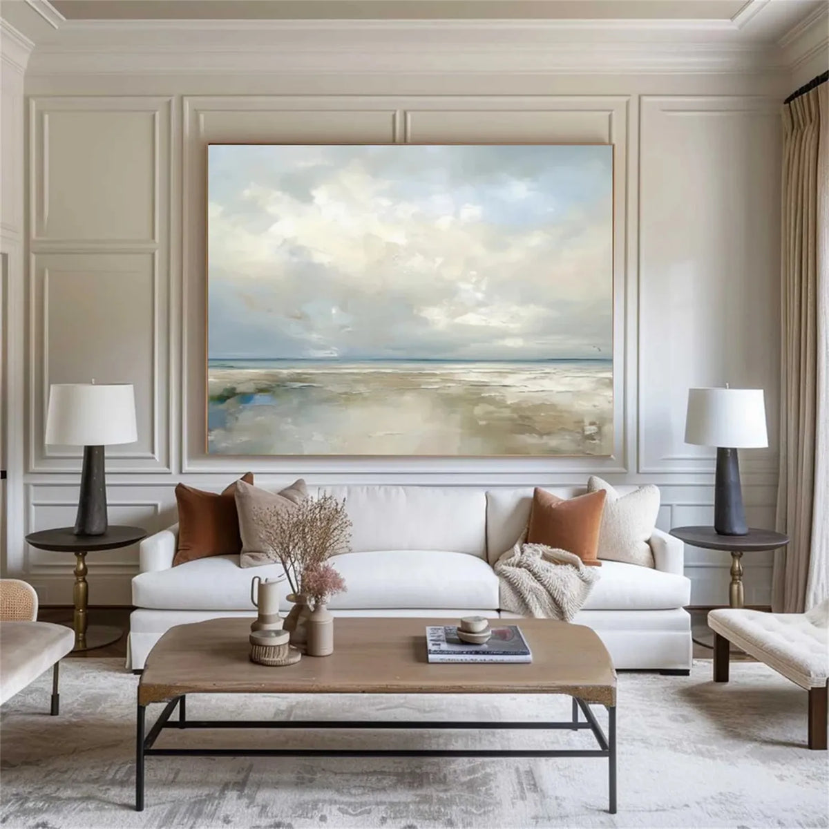 Abstract Ocean and Sky Canvas Painting