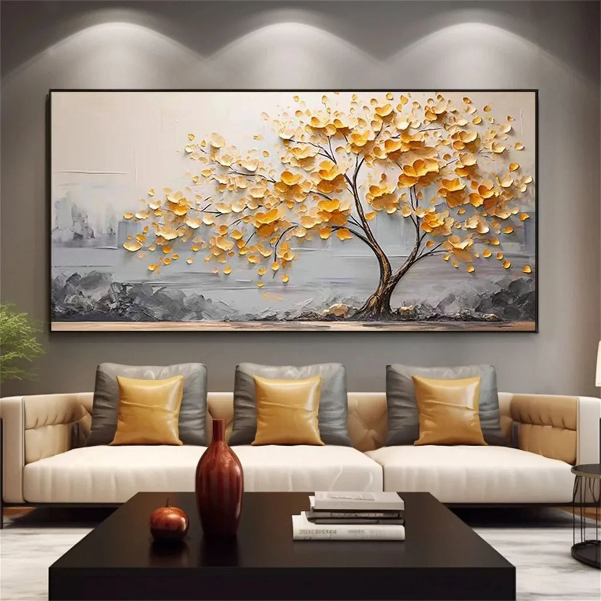 Elegant Floral and Tree Canvas Painting