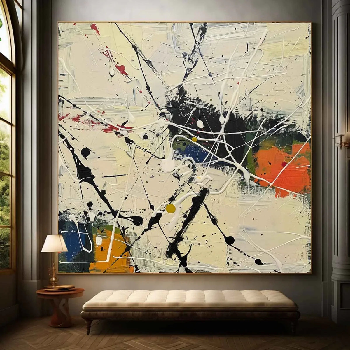 Abstract Expressionist Canvas Inspired by Pollock