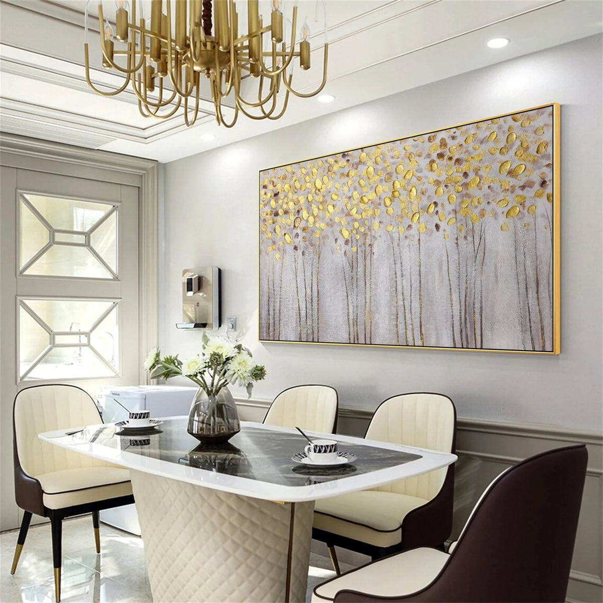 Elegant Flower and Tree Canvas Painting