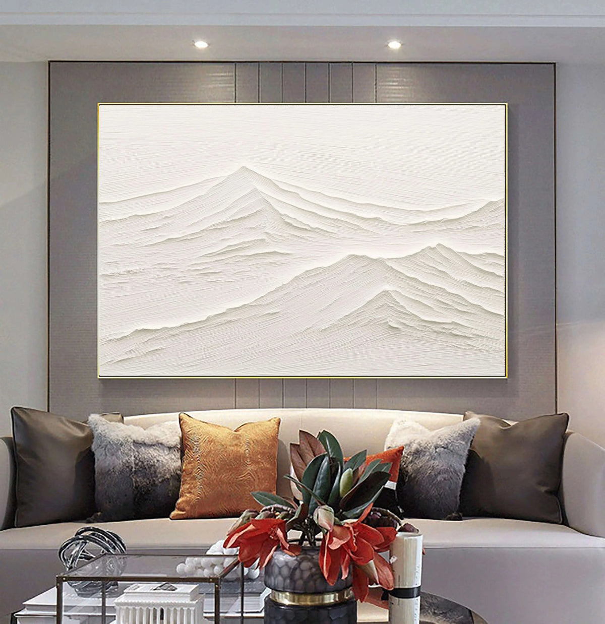 White Minimalist Textured Canvas Painting