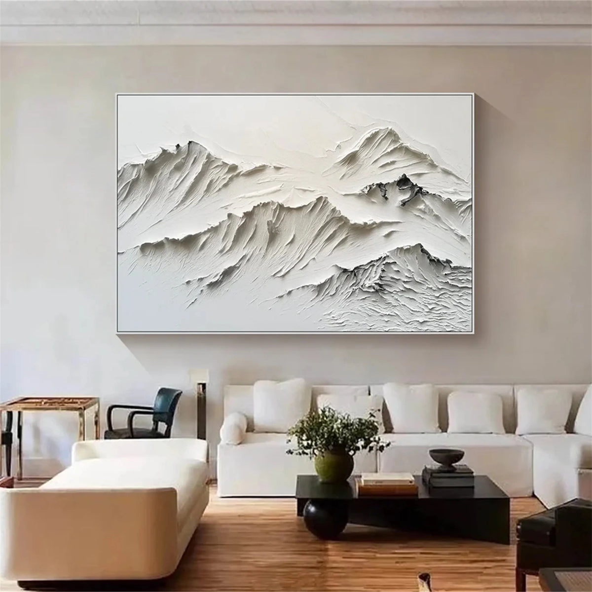 Minimalist White Plaster Textured Canvas Art