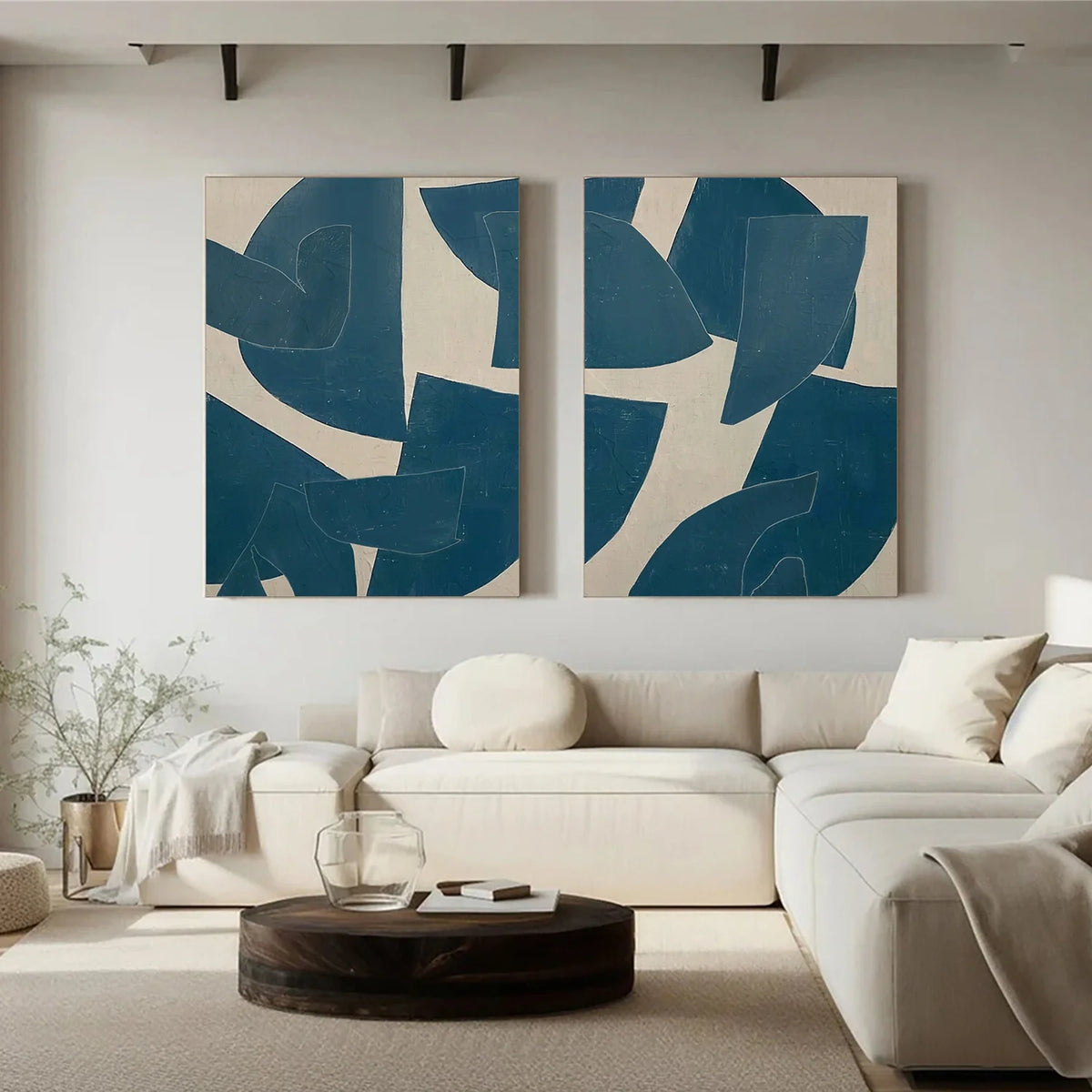 Set of 2 Contemporary Abstract Canvas Paintings
