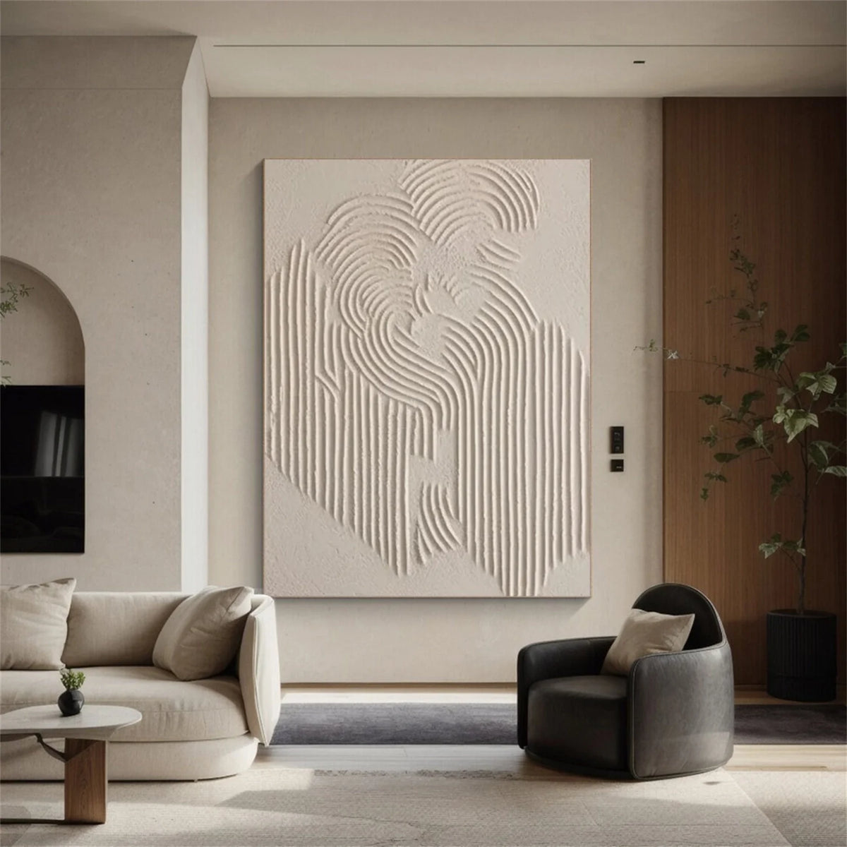 Abstract Textured Painting in Beige and Brown Tones