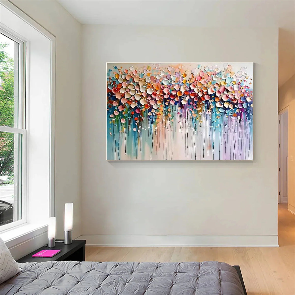 Lively Floral and Tree Canvas Painting