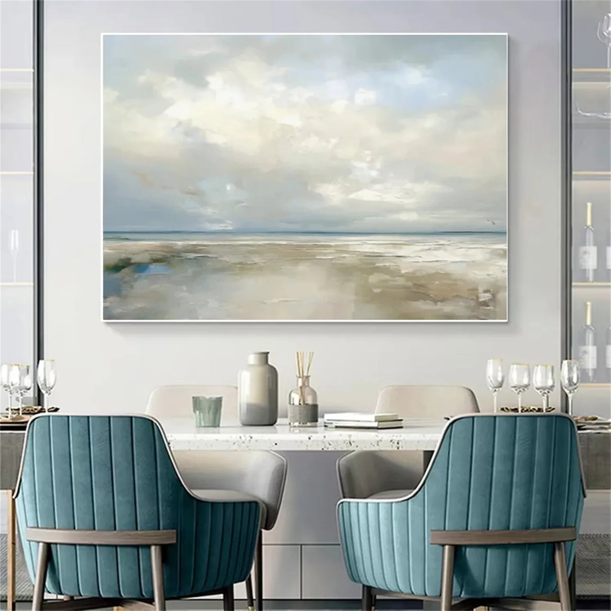 Abstract Ocean and Sky Canvas Painting