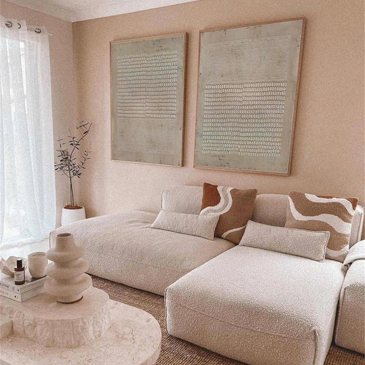 Set of 2 Serene Abstract Harmony Paintings