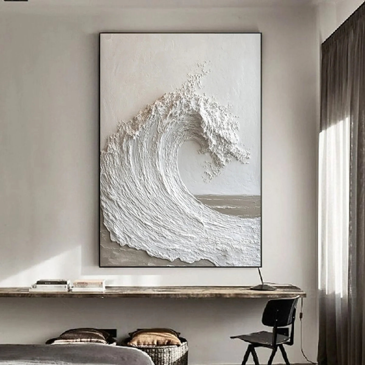 Textured Abstract Ocean and Sky Canvas Painting