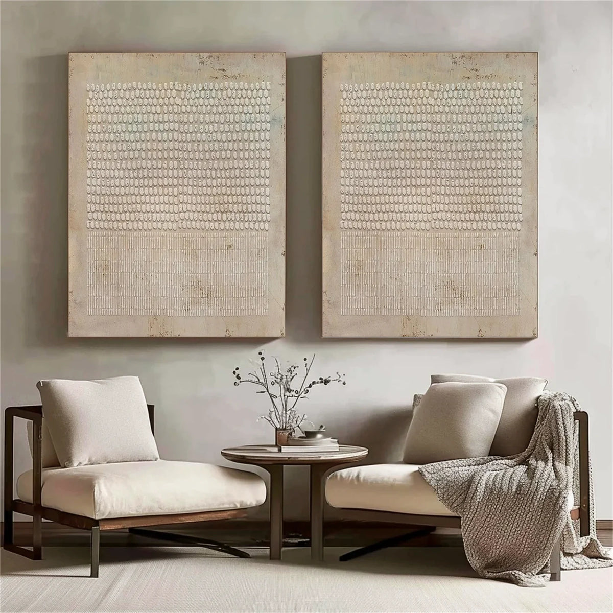 Set of 2 Serene Abstract Harmony Paintings