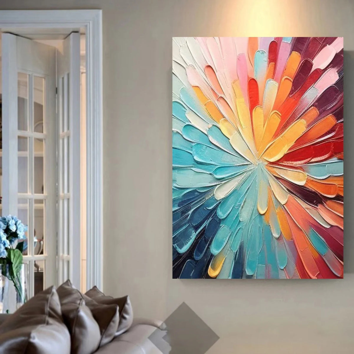 Vibrant Multicolour Flower and Tree Canvas Painting